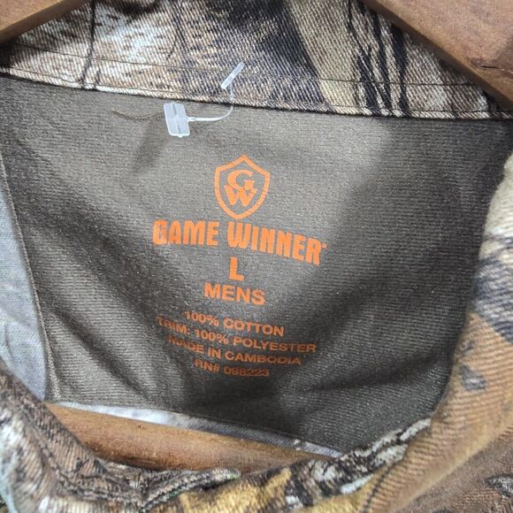 Game Winner Shirt Mens Large Camo Long Sleeve Cotton Button Up Realtree Hunting - Picture 3 of 8